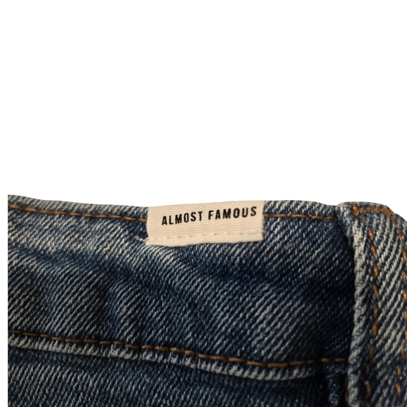 Almost Famous Blue Distressed Jean Shorts High-Waisted (New) - Picture 4 of 5